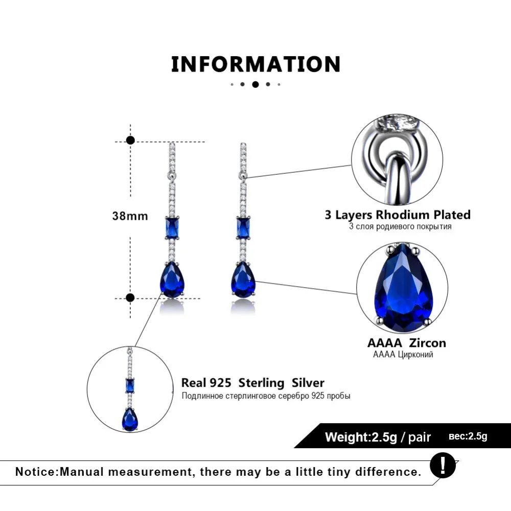 ORSA JEWELS Твердые стерлингового серебра 925 Женские бамбуковые стильные висячие серьги большой сапфир Новые висячие серьги женские ювелирные изделия VSE10