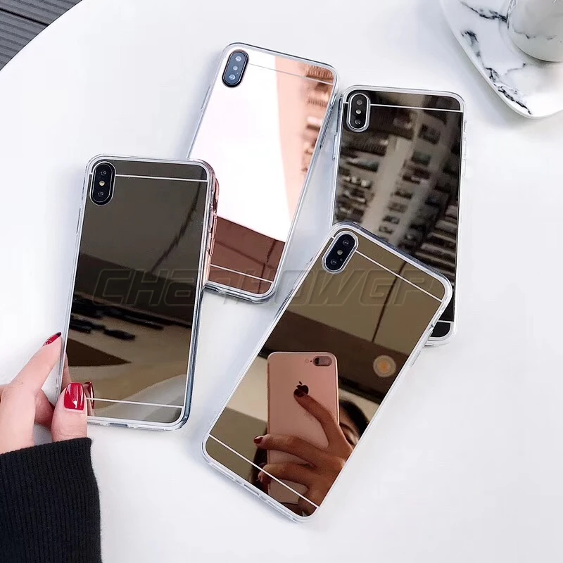 Роскошный зеркальный мягкий чехол для iPhone XS Max XR X 5 5S 6 6S 7 8 Plus + из ТПУ с полным