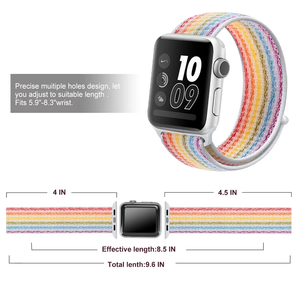 Цветной тканый нейлоновый ремешок для Apple Watch Band 5 4 40 мм 44 мм мягкая дышащая Спортивная петля для iWatch 3 2 1 38 мм 42 мм ремешок для часов