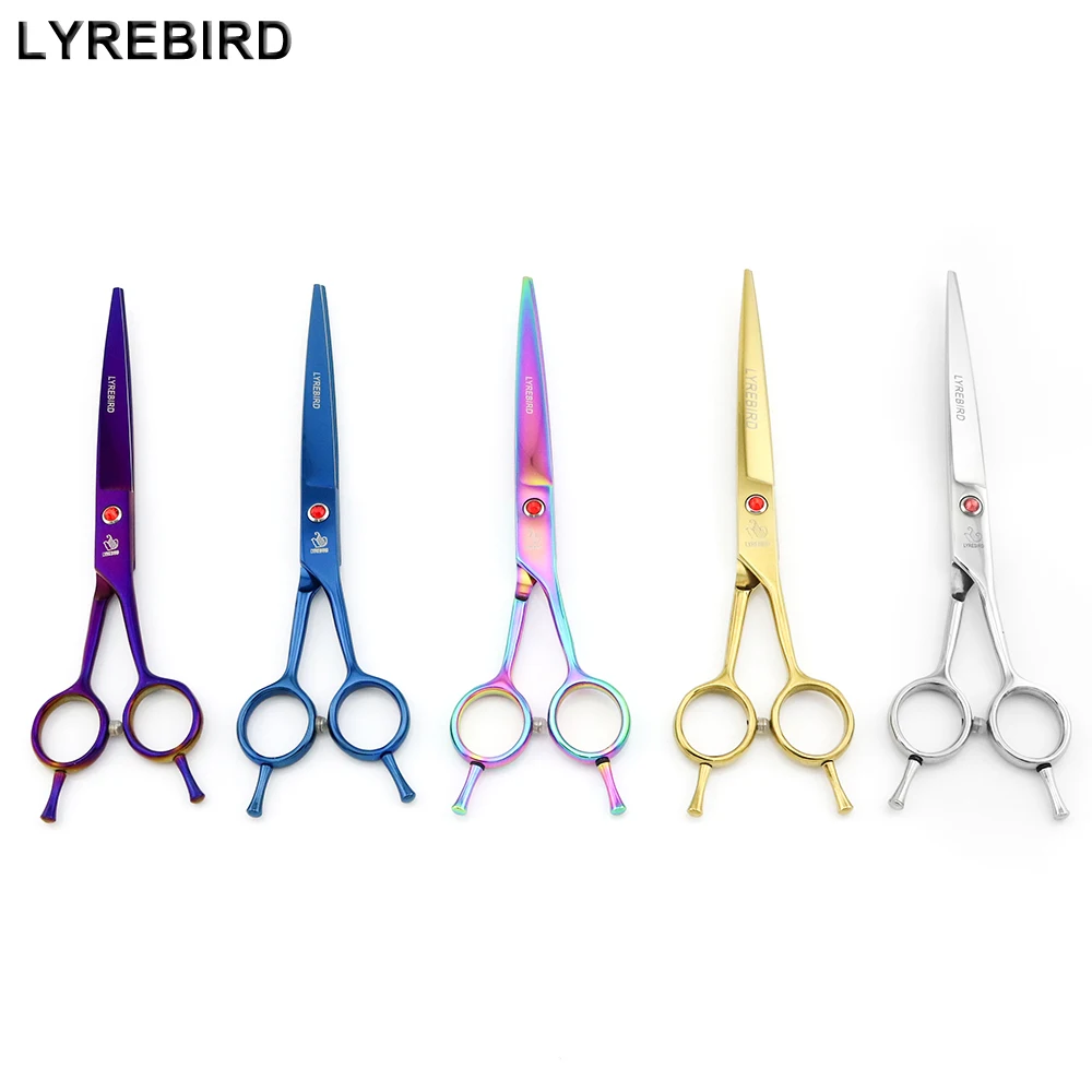 Ножницы для ухода за шерстью собак 7 дюймов черные радужные золотые синие