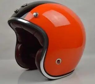 BEON moto CASCO CAPACETE с открытым лицом beon винтажный мотоциклетный rcycle шлем кожаный внутренний коврик реактивный Ретро скутер шлем сертификации ECE - Цвет: orange black