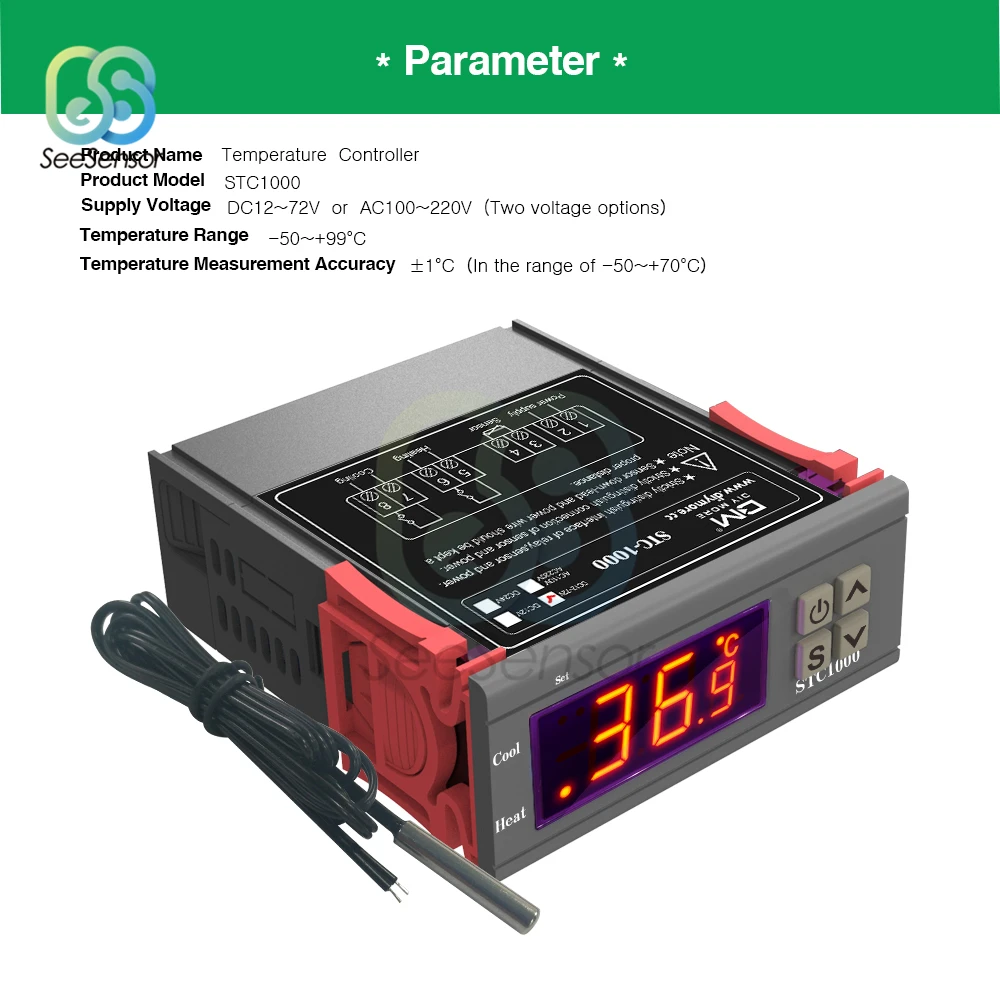 STC-1000 DC 12 V-72 V светодиодный цифровой Температура контроллер терморегулятор Термостат с нагревателем и охладителем для инкубатора