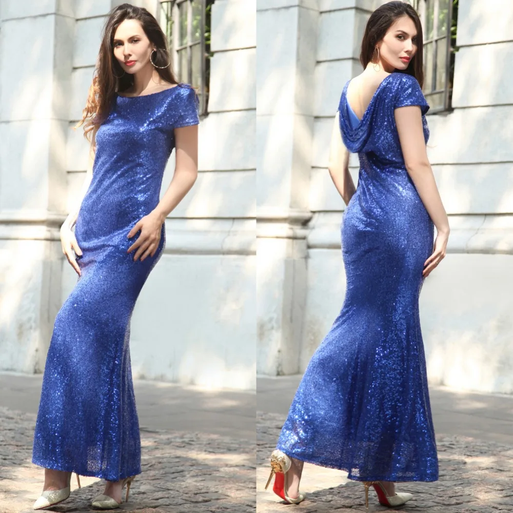2017 Женщины Золото Sequin Dress Империя О-Образным Вырезом С Коротким Рукавом Винтаж