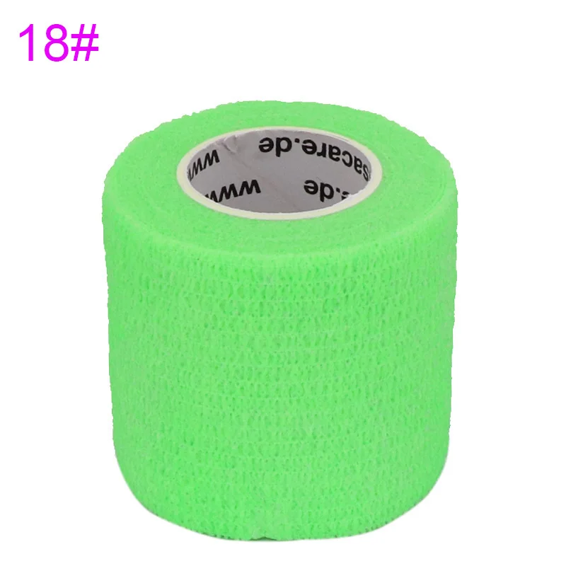 Fluorescence Green 18 цветов, цветная защитная лента для колена, Спортивная эластичная повязка, самоклеящаяся лента для пальцев, лодыжки, ладони, поддержки плеч - Цвет: Fluorescence Green