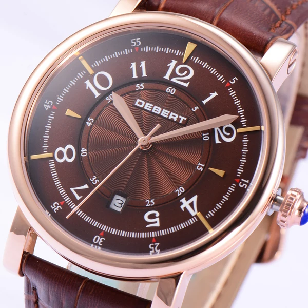 Мужские механические часы Debert кофейный циферблат нержавеющая сталь 43 мм 1831 |
