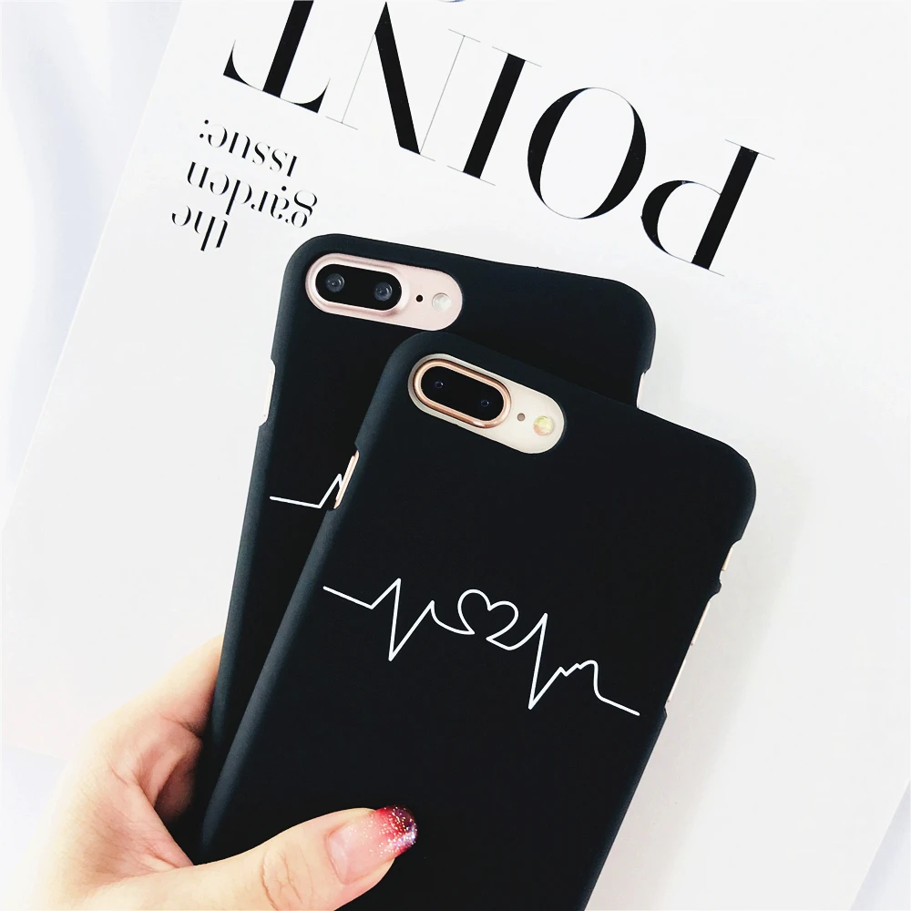 For iPhone 7P 6 6S 8 Plus X XS Simple Art Line Character Avatar Couple Phone Cases 5 5S SE Hard PC Cover Fundas Caque | Мобильные
