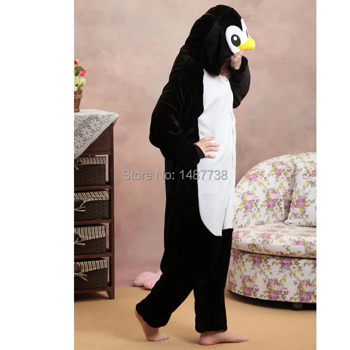 Kigurumi новые зимние Аниме пижамы для взрослых животных Черный Пингвин Косплей пижамы одежда для сна костюм унисекс