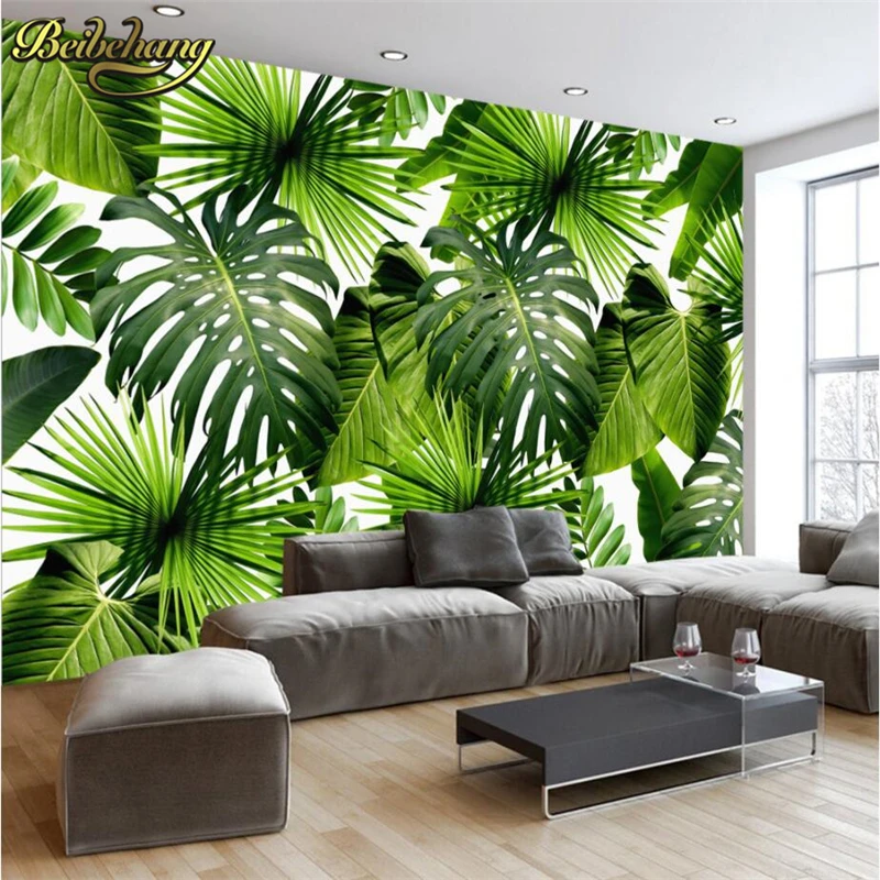 3d фотообои с банановыми листвами для телевизора большие Настенные обои живопись