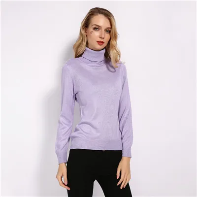 Light Purple GCAROL, новинка, Женская водолазка, 30% шерсть, свитер, Осень-зима, конфетный джемпер, яркий вязаный пуловер, уличная одежда размера плюс S-3XL - Цвет: Light Purple