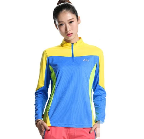 Outdoor Quick-drying T-shirt Women Prevent Bask Breathable 1/4 Zipper Long Sleeve Large Size Fitness Running Jerseyes |