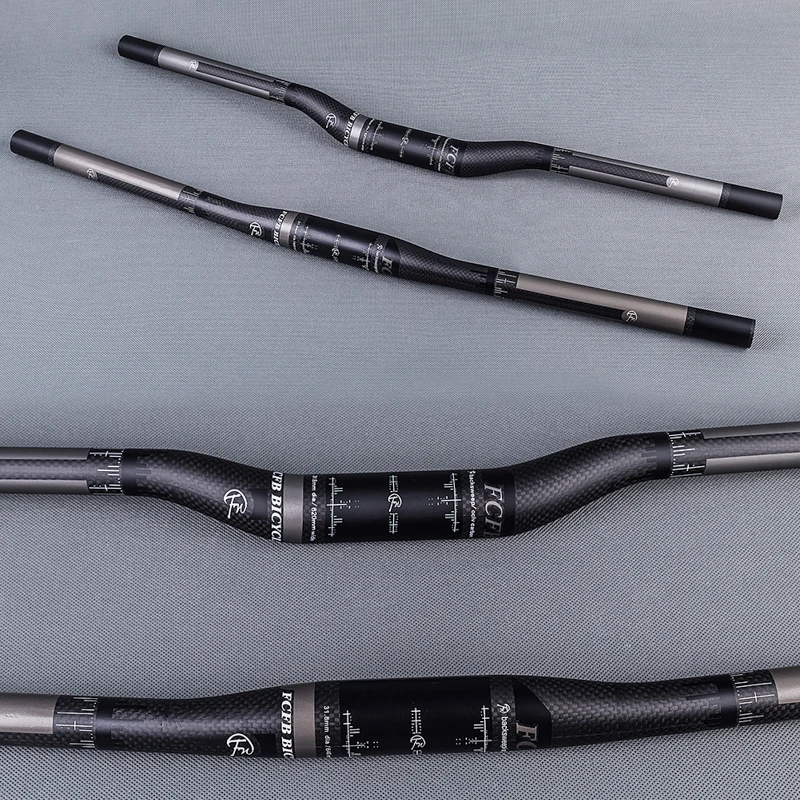 

FCFB Matte 3K Carbon Bike Mountain Bars Flat Rise Bicycle MTB Handlebar Parts XXX Stem Clamp 31.8mm