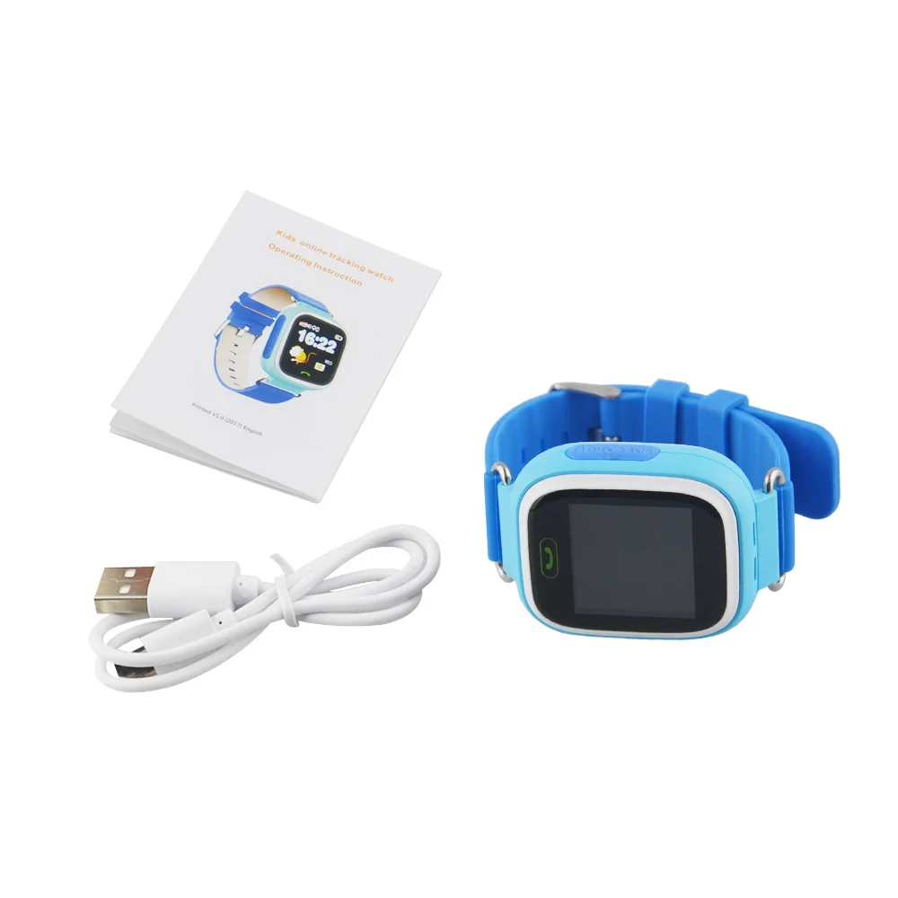 Blue without box Мини Водонепроницаемый gps трекер Q90 в реальном времени gps умные часы для детей дети анти-потеря часы с Wifi сенсорный экран SOS бесплатное приложение - Цвет: Blue without box