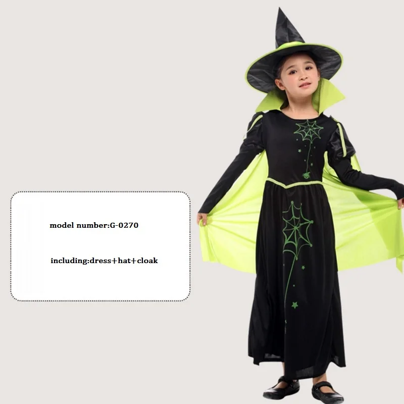 Бесплатная доставка разноцветное платье ведьмы с маленькой шапочкой для девочек