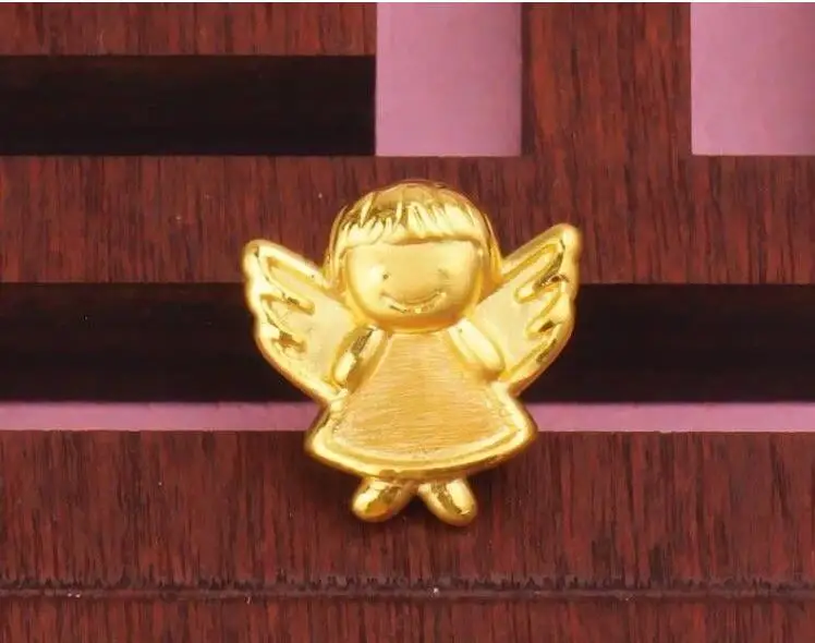 

Чистый 999 24K желтое золото кулон/3D Bless резной браслет с ангелами кулон