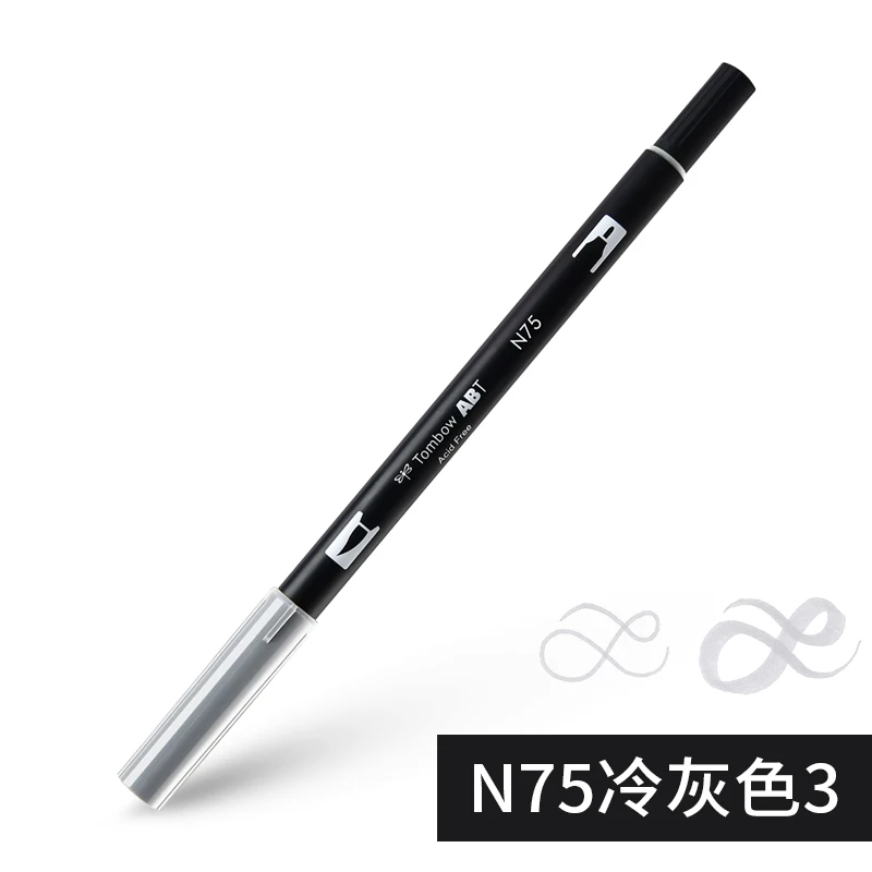 TOMBOW, двойная кисть, ручка, 96 цветов, двойная головка, художественные маркеры, акварельная основа, моющийся мягкий наконечник для рисования, письма, набросков, ABT - Цвет: N75