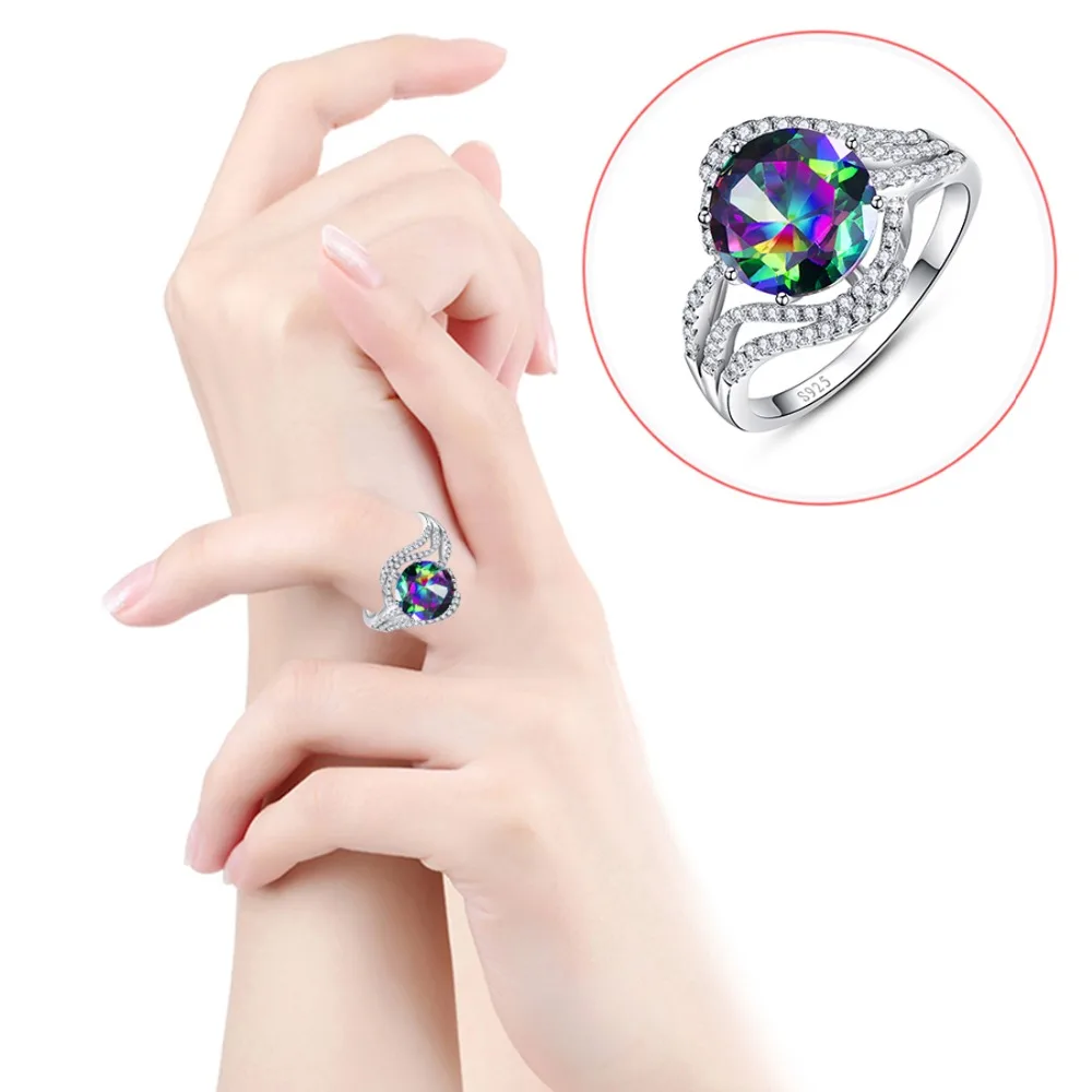 Jrose абсолютно новое 5ct Радужное Fire Mystic CZ кольцо подарок для женщин подлинное