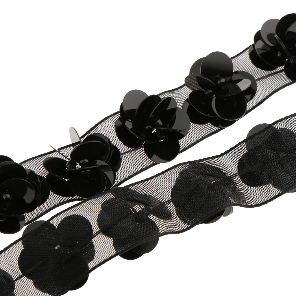 Черная вышитая бисером кружевная лента 1 ярд 15 мм винтажное Сетчатое украшение