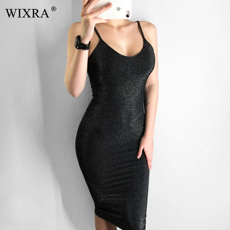 Wixra, новинка, Летнее Длинное Платье на тонких бретельках, тонкие однотонные платья, женская одежда
