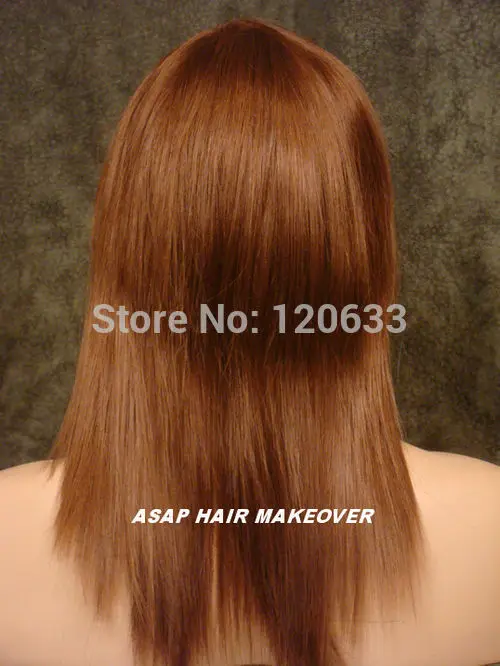 Длинной Палкой Прямой Парик с Челкой Вырезать Бритвой Слоев Коричневато Рыжий