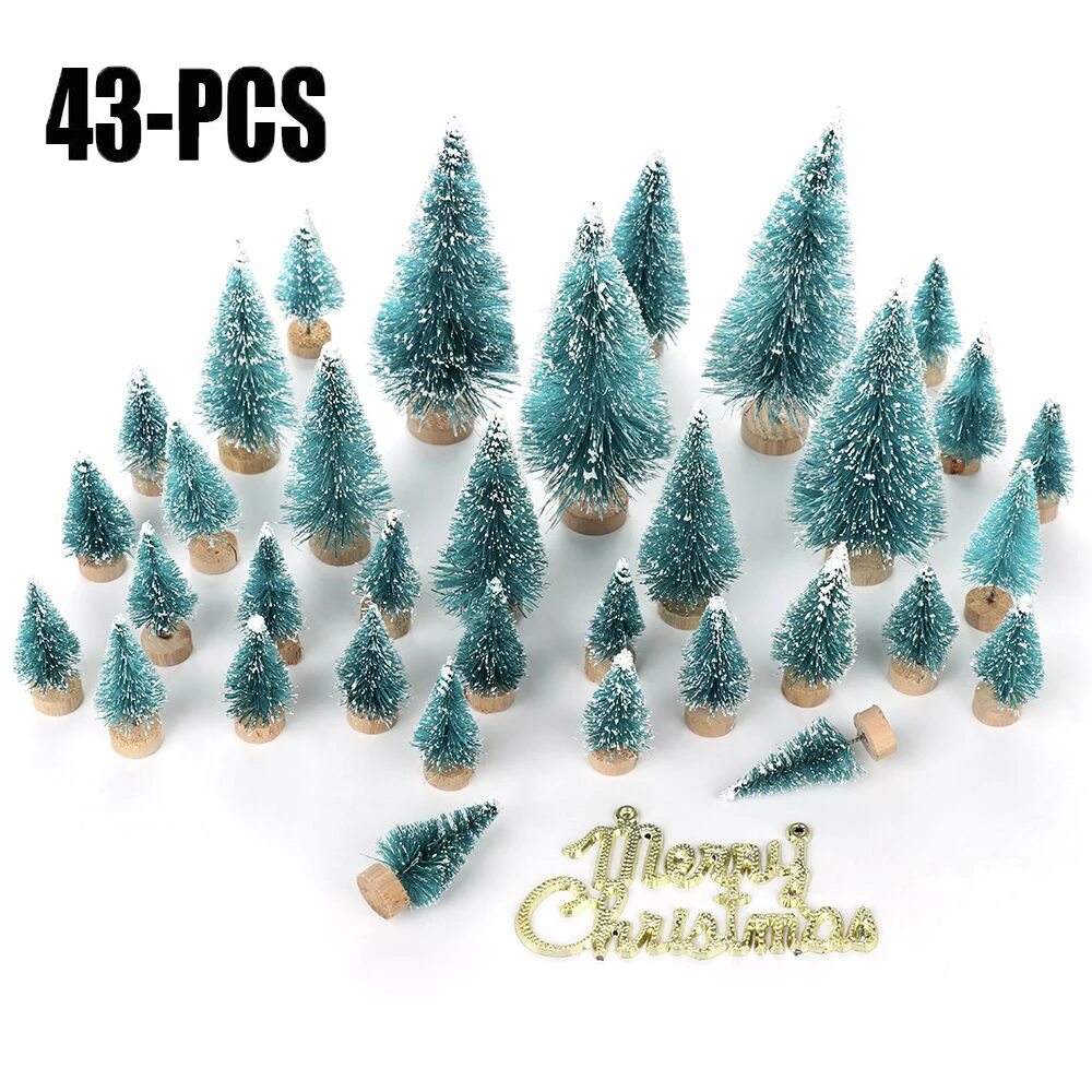 34/43pcs Christmas Tree Artificial Sisal Pine with Wood Base DIY Mini Bottle Fake Santa Snow Decor | Дом и сад