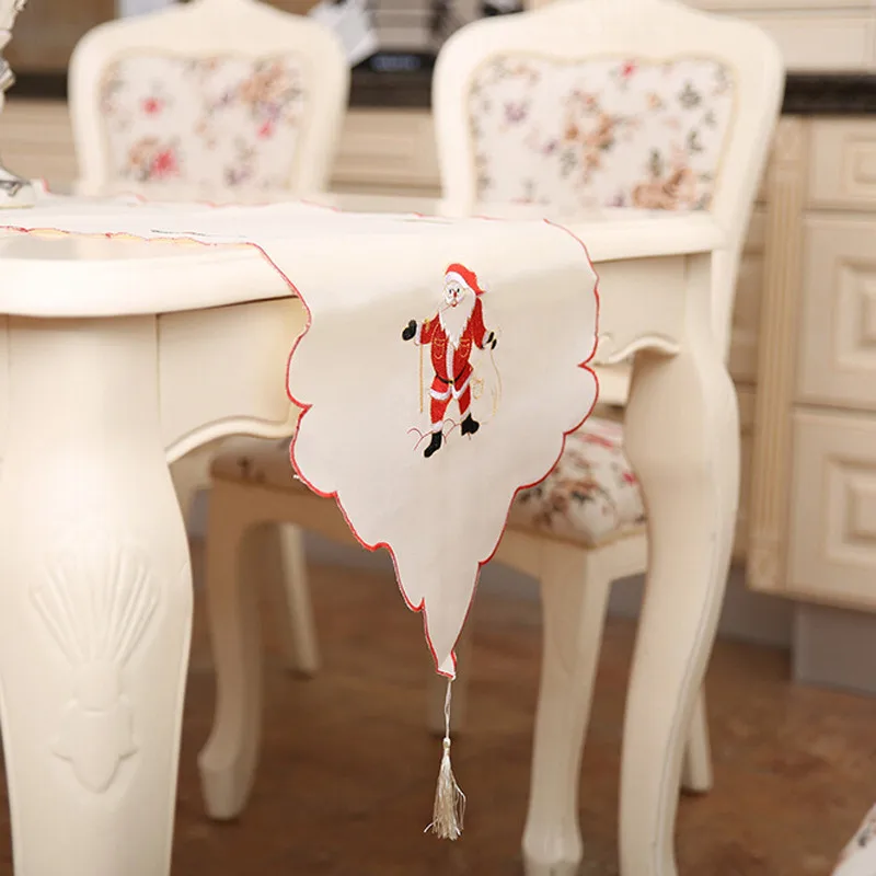 Новинка Рождественская полиэфирная вышивка скатерть сатиновая красное