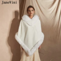 janevini new elegant bridal cloak bolero outerwear women fau fur shawls and wraps warm winter cape jackets wedding accessories