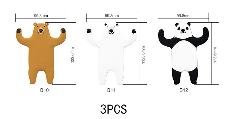 16(3PC) Креативный мультипликационный крюк для кошки, многоразовый настенный крючок для ванной, кухни, моющийся крепкий липкий крючок, сумка для ключей, милый крючок для хранения пальто - Цвет: 16(3PC)