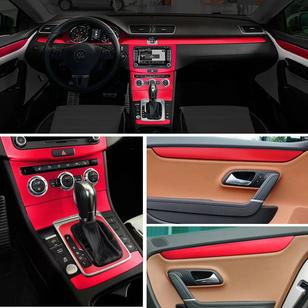 Для Volkswagen VW CC/Passat B7 внутренняя Центральная панель управления дверная ручка наклейки из углеродного волокна наклейки аксессуары для стайлинга автомобилей