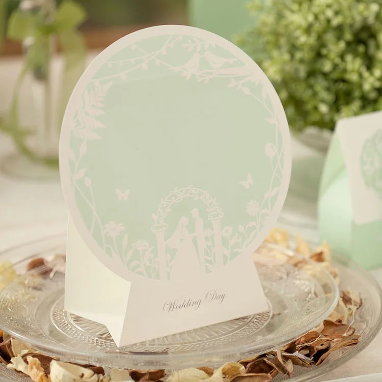 Зеленый цвет свадебные рассадочная карточка с таблицей номер карты |