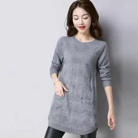 Длинный свитер для женщин рождественские сделки женский платье с двумя