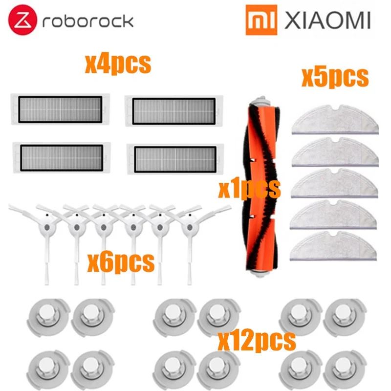Xiaomi Roborock S50 S51 части швабры тряпки основная щетка hepa фильтр, боковая щетка для Xiaomi пылесос аксессуары Поколение 2 - Цвет: 28PCS