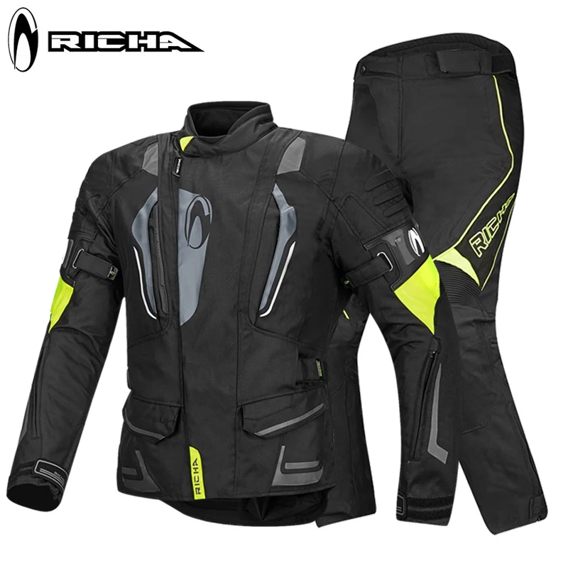RICHA moto cross suit защитная накладка зимняя куртка для мотокросса куртка для верховой езды штаны Защитные комплекты для мотоциклистов - Цвет: 147 green -713 suit
