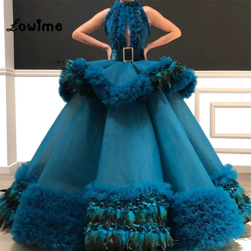 

Custom Made Puffy Arabic Abendkleider Evening Dress 2019 Cloud Prom Dresses Robe De Soiree Longue Feather Tulle Party Gowns New