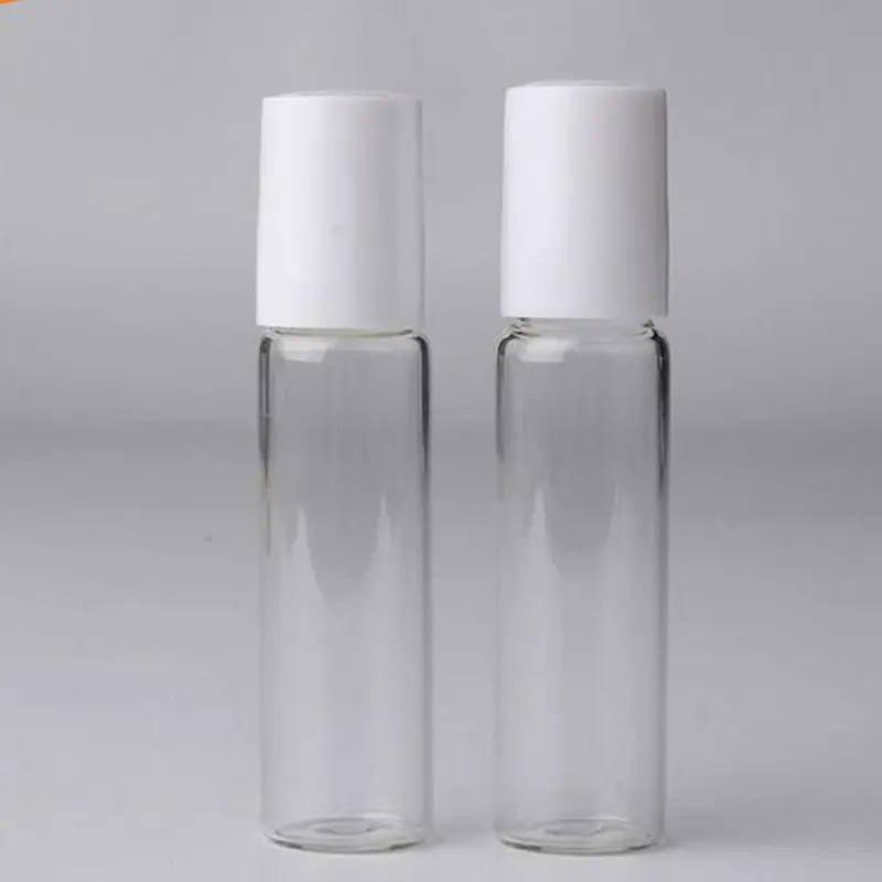 10 мл белая крышка прозрачная стеклянная бутылка с роликом пустой шар флакон