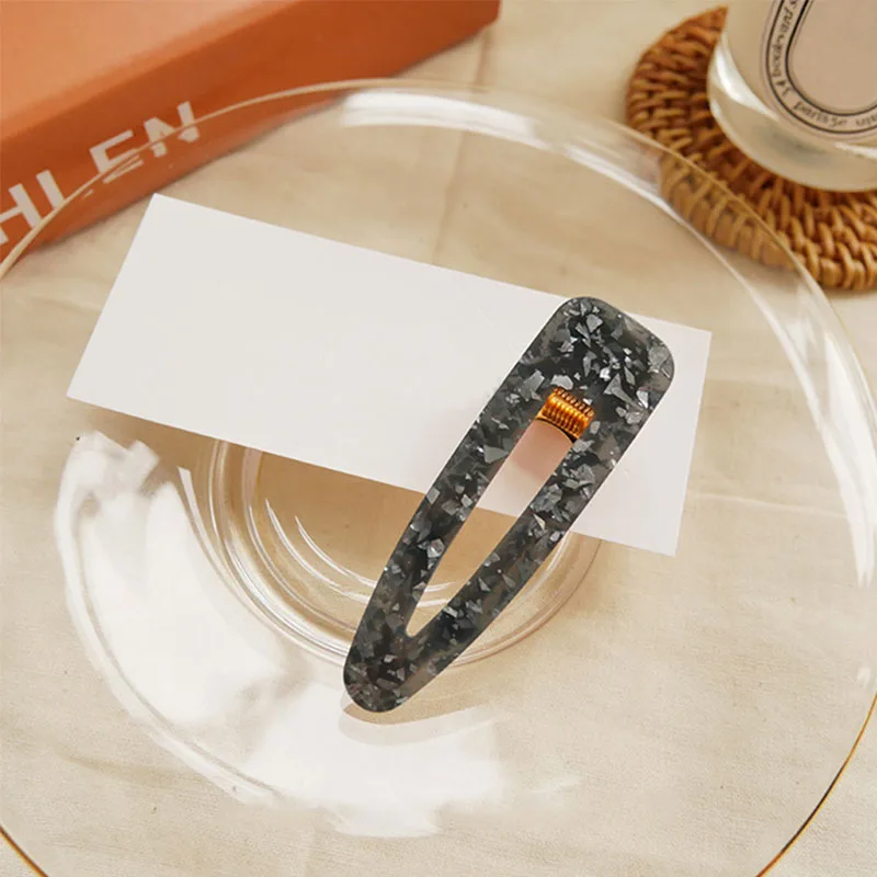 Black grey Drop Корейские полые геометрические капли Акриловые зажимы для волос блестящая фольга шпильки с блестками аксессуары для волос для женщин девочек свадебные - Цвет: Black grey Drop