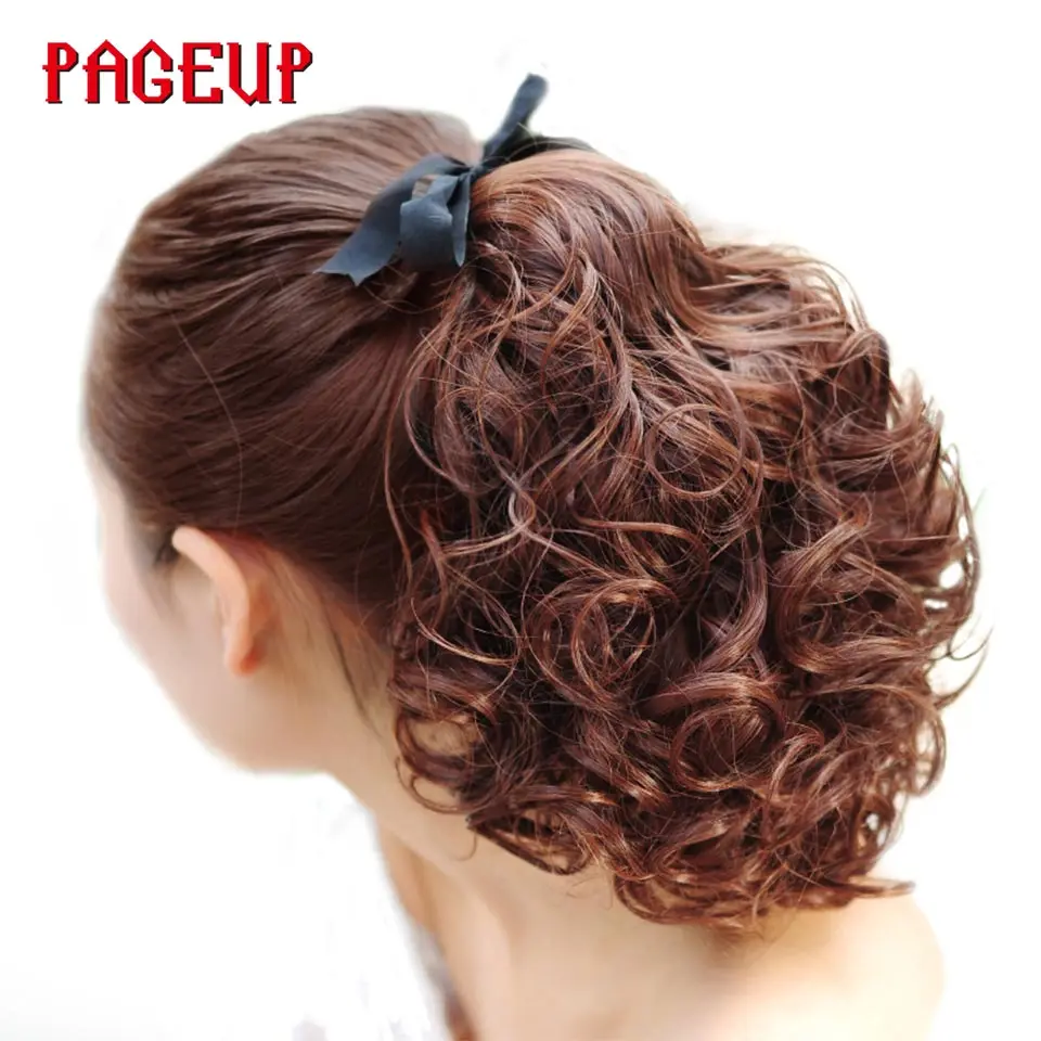 Pageup 10 дюймов короткий кудрявый зажим в шнурок конский хвост Синтетический конский хвост наращивание волос чистый цвет Высокая температура волокна