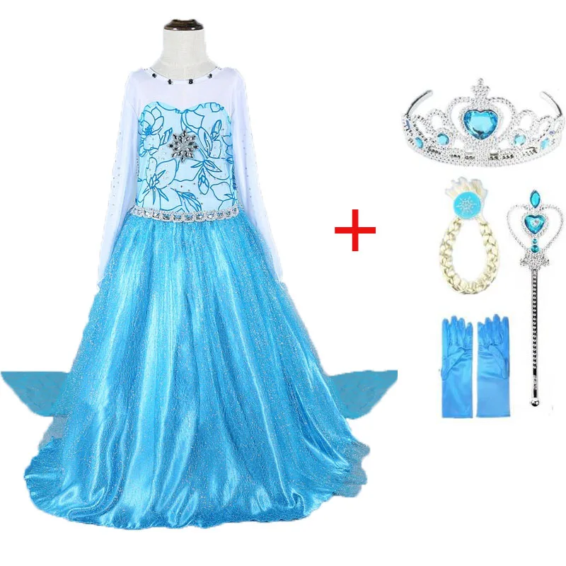 elsa set5 Новинка года; платье Эльзы; вечерние платья для девочек; одежда для костюмированной вечеринки для девочек; платье принцессы Анны, Снежной Королевы для дня рождения; Детский костюм - Цвет: elsa set5