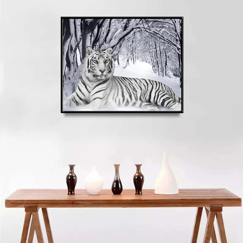 Алмазная 5D Вышивка сделай сам с рисунком Белоснежки и тигра мозаичные Стикеры