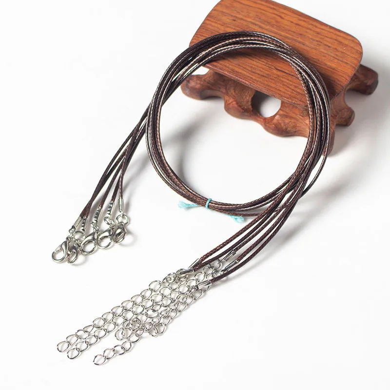 Whole Length45cm Waxed Rope Necklace Cords DIY Jewelry Making Ropes With Lobster Clasps Extended Chain 5cm Mixcolor 100pcs/lot | Украшения