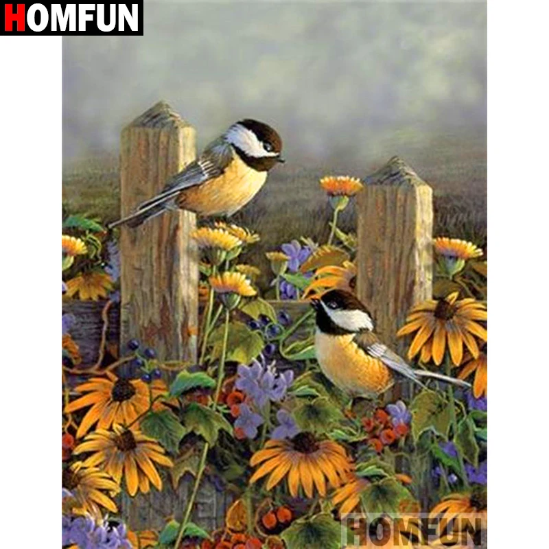 Алмазная 5d-картина HOMFUN Птицы и цветы вышивка крестиком с полными