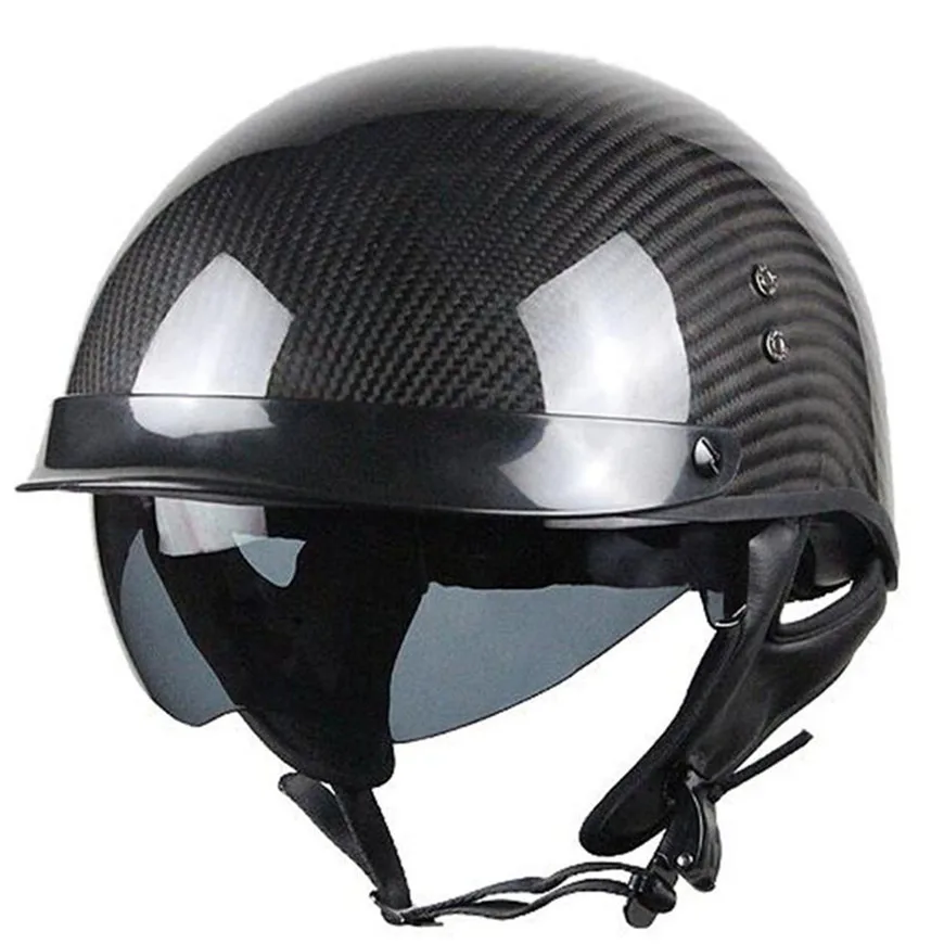 German Pure Carbon Fiber Half Face Motorcycle Helmet Dot Approved Light Weight Open Face Helmet With Inner Sungalsses CE enlarge