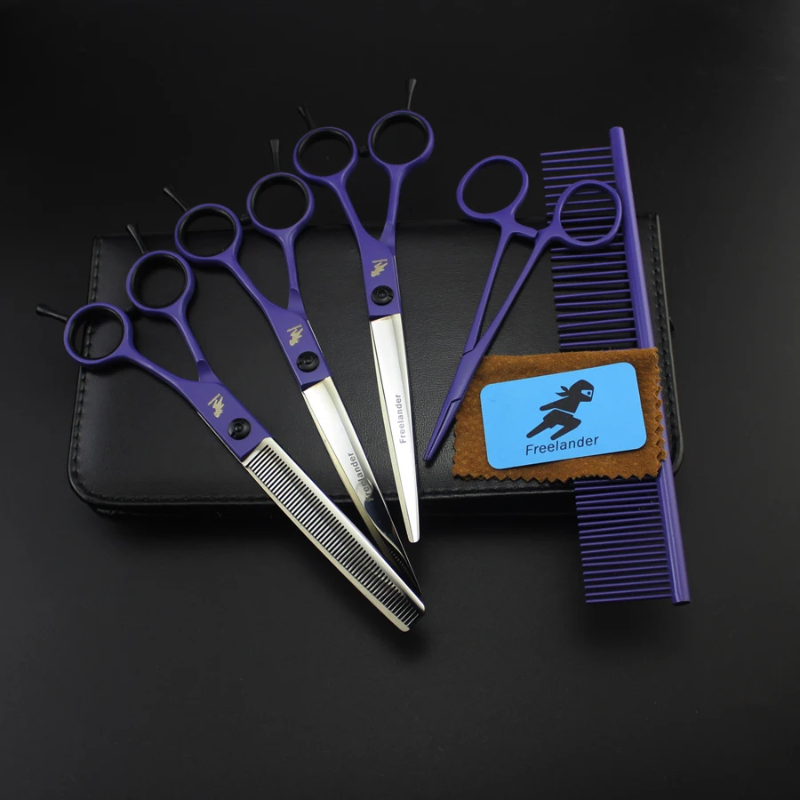 7 0 дюймов ножницы для собак Набор домашних Уход Ножницы Прямые изогнутые