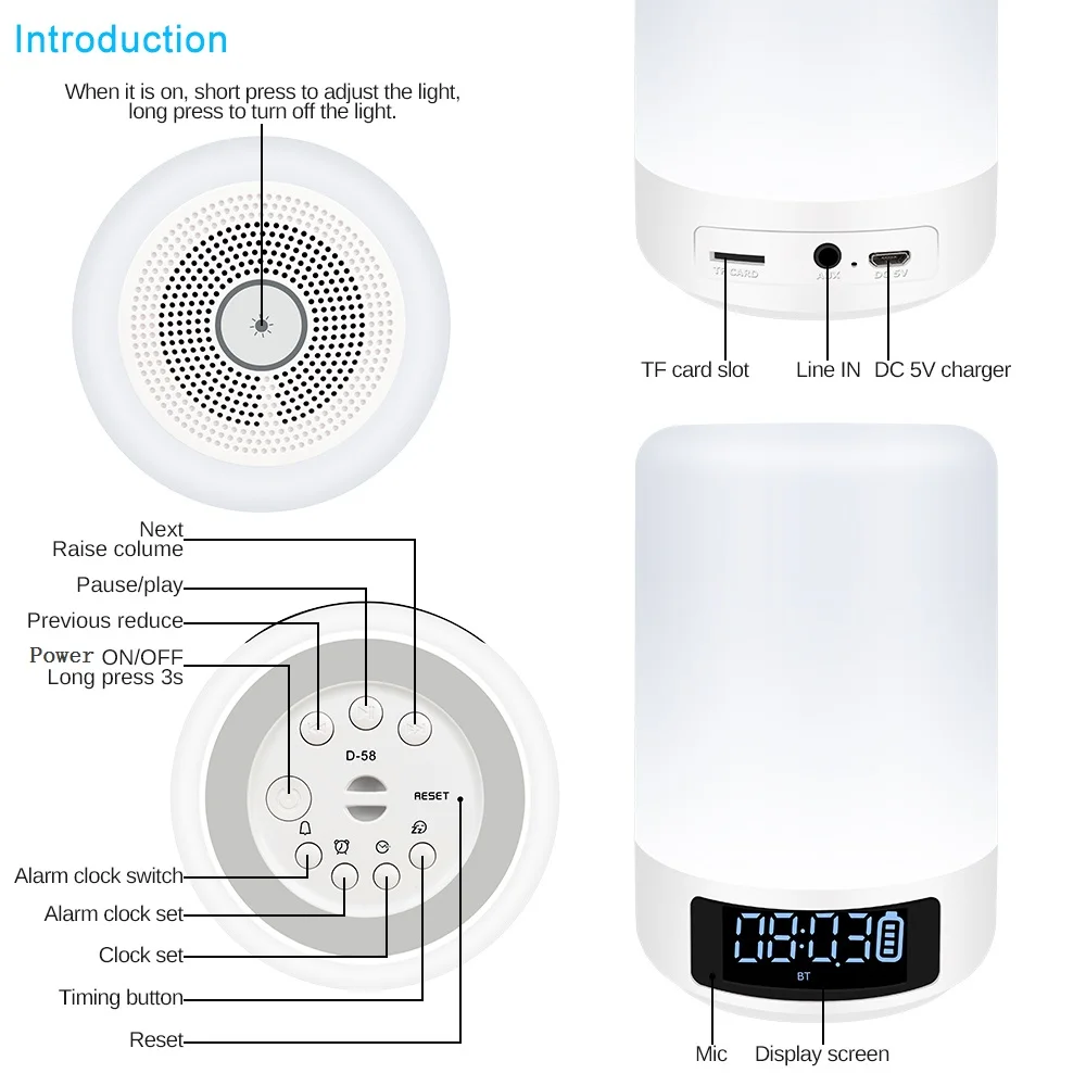TOPROAD Красочный Светодиодный свет Bluetooth Динамик портативная беспроводная