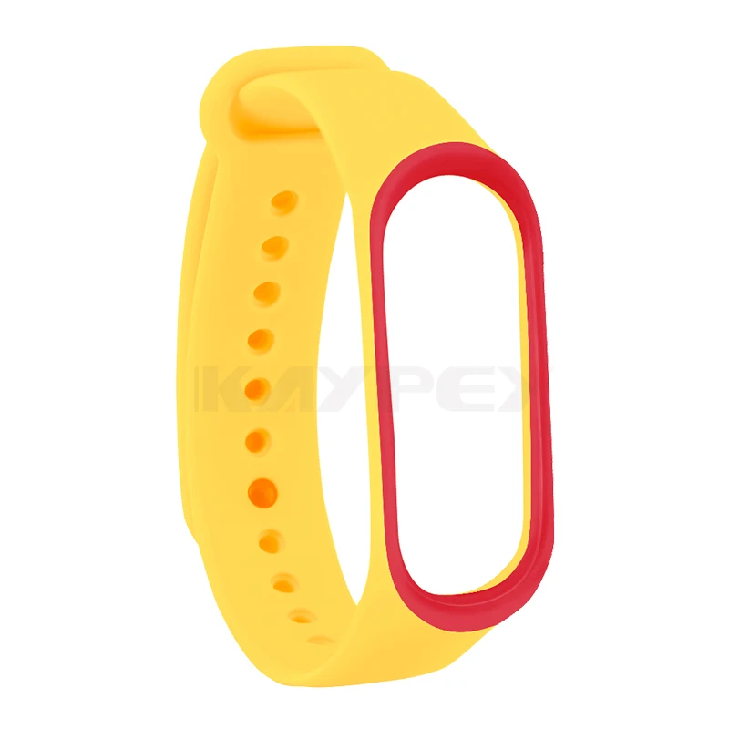 Yellow Red Мягкий браслет для Xiaomi mi band 4 3 ремешок силиконовый ремешок для mi band 3 Correa умные аксессуары mi band 3 4 ремешок браслет - Цвет: Yellow Red