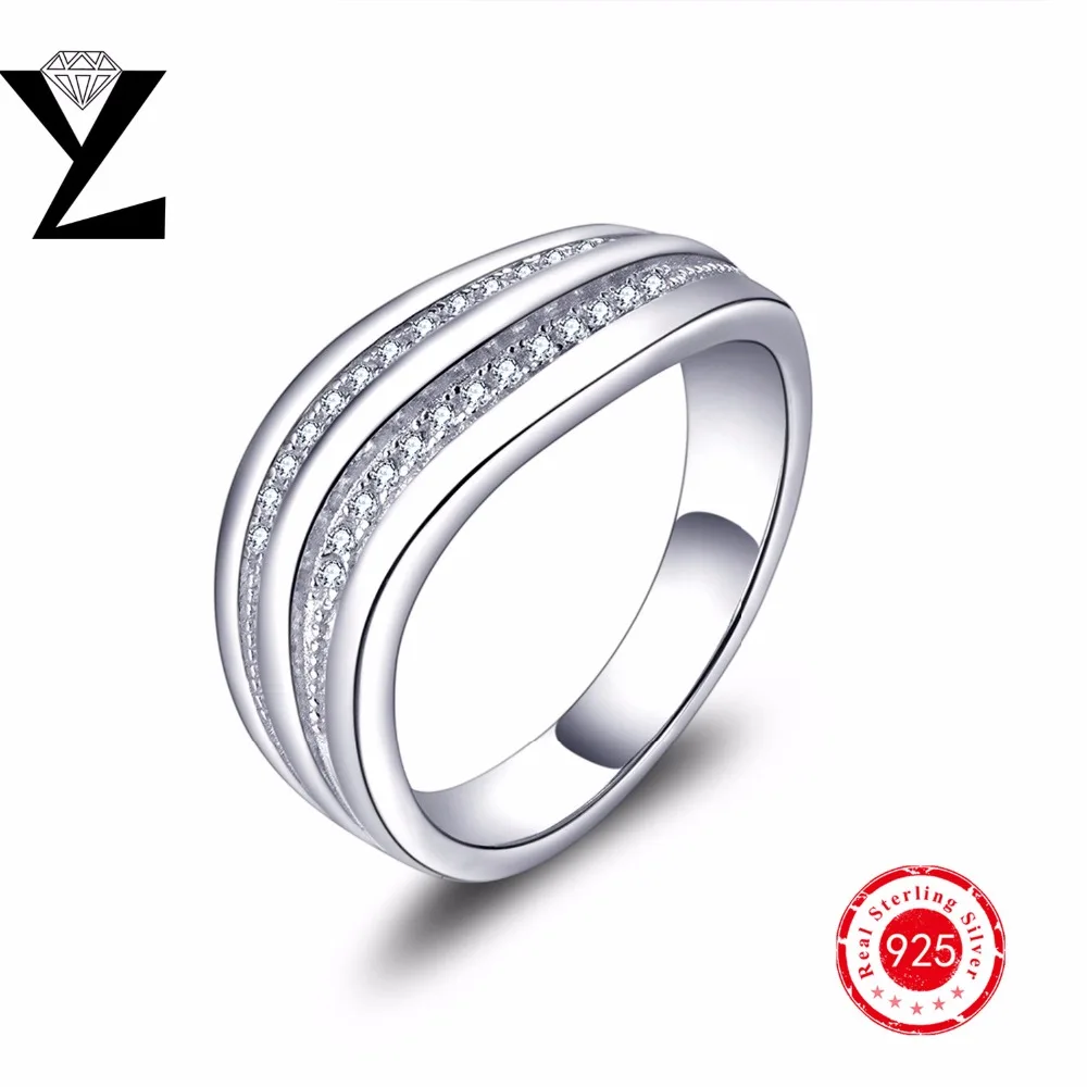 Solid Pure Стерлингового Серебра 925 Свадьба Обручальное Кольцо Белого Золота