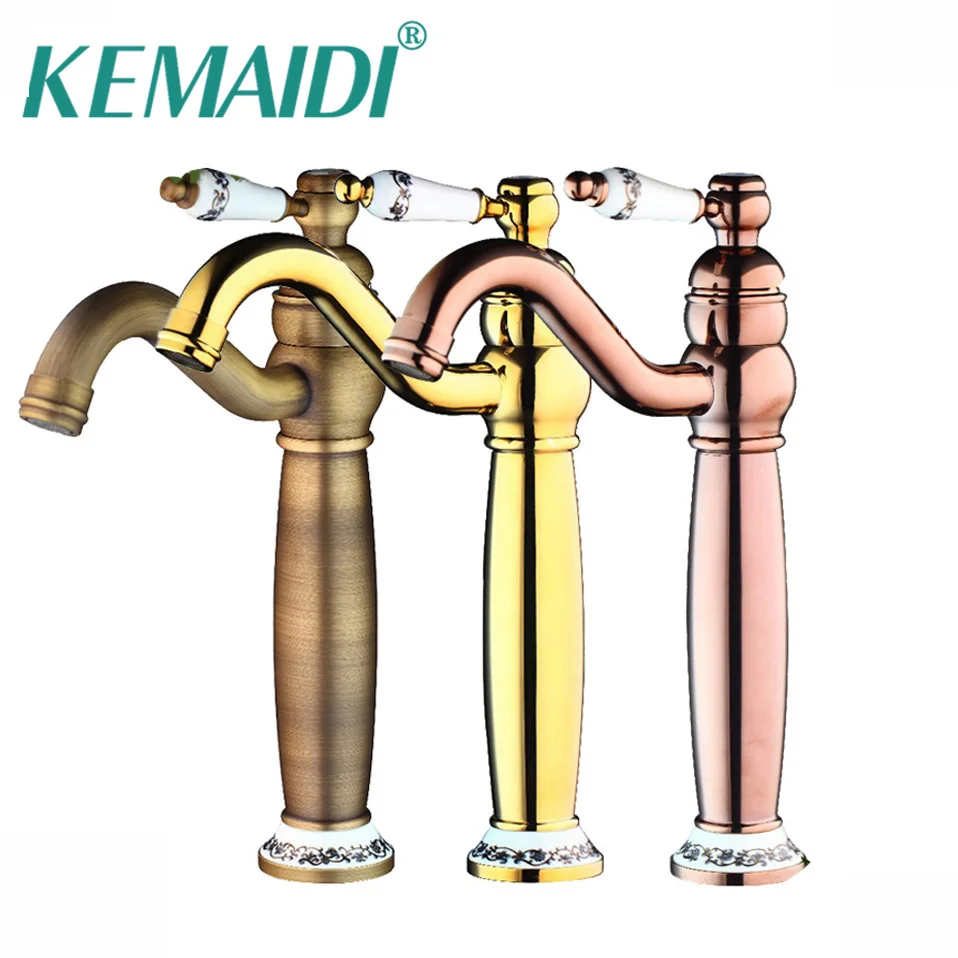 

KEMAIDI Waterfall Bathroom Faucet Single Handle Basin Mixer Tap Bath Basin Faucet Brass Vessel Sink Water Mixer Silver Finish