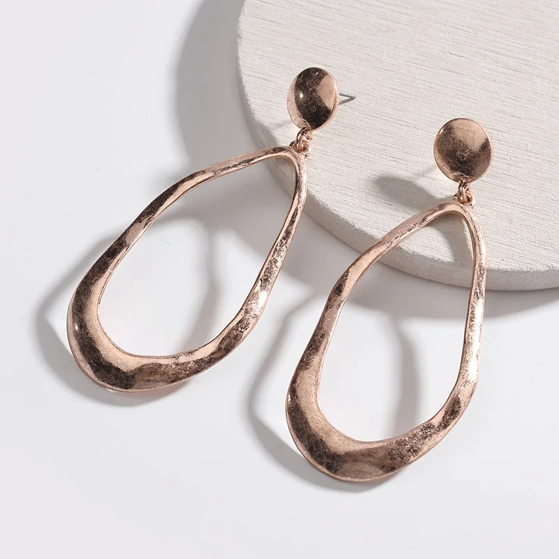 

ZWPON 2020 New Handmade Vintage Hammered Hollow Statement Earrings for Women
