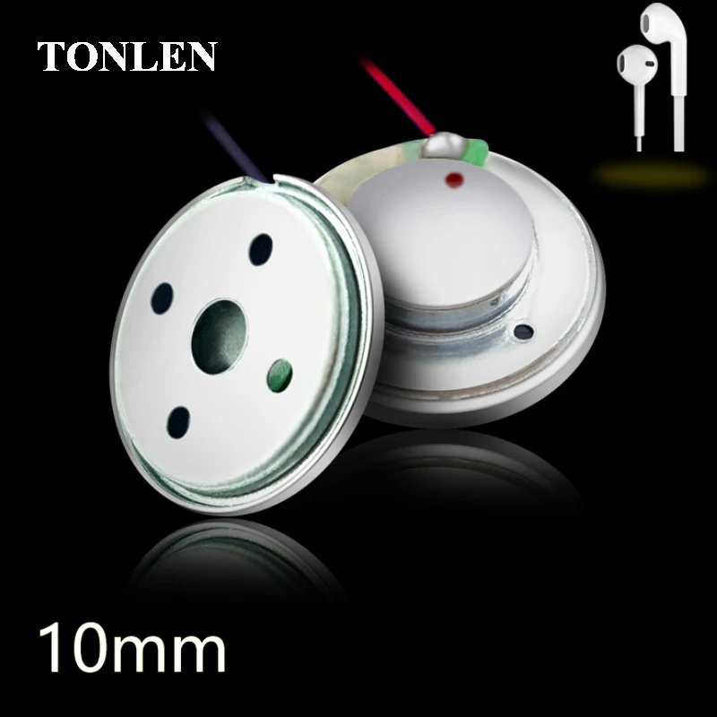 TONLEN 2 шт. Круглый 10 мм ультратонкий сабвуфер DIY HIFI Bluetooth наушники динамики 3 МВт 16 Ом