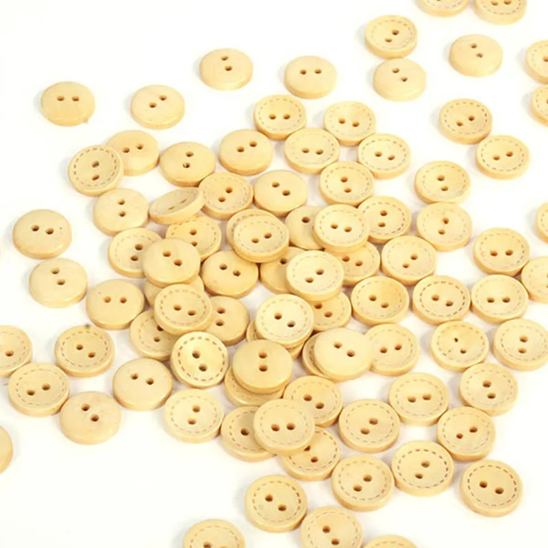 Лидер продаж деревянные пуговицы в горошек круглые с 2 отверстиями аксессуары