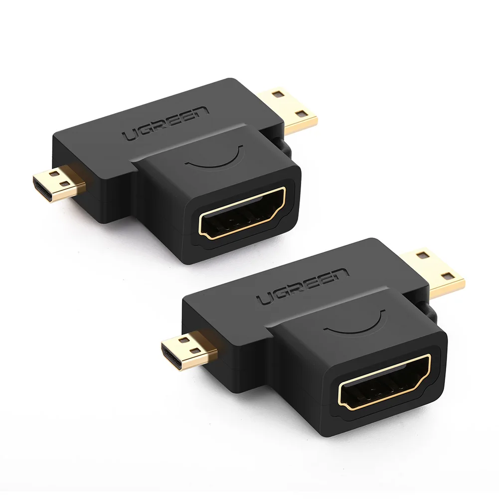 Ugreen 3 в 1 мини hdmi мужчина микро-hdmi мужчина к hdmi женский конвертер адаптер для планшет пк мобильный телефон hdmi адаптер